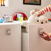 IKEA GREJSIMOJS grey bunny knob close-up showing sculpted bunny face detail