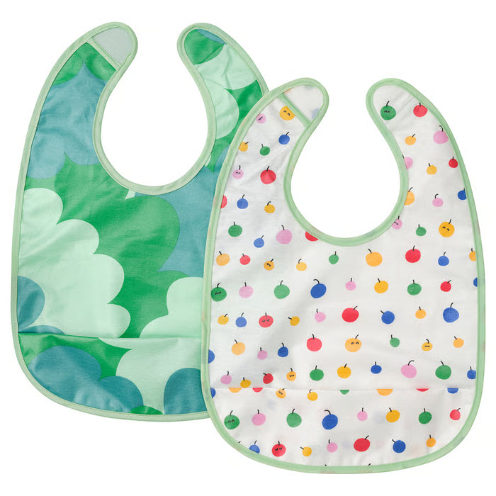 IKEA GRÖNFINK baby bib green and white 2-pack flat lay showing both colour variants #40584712