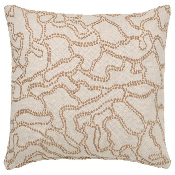 Decorative pillow with a beige geometric pattern on a white background