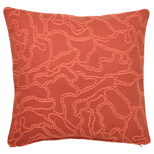 Red cushion with a wavy pattern on a white background