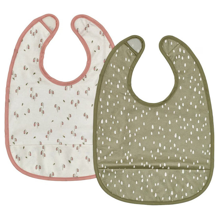 IKEA GULDVÄVARE Bib in green and white, neatly displayed in a 2-pack set