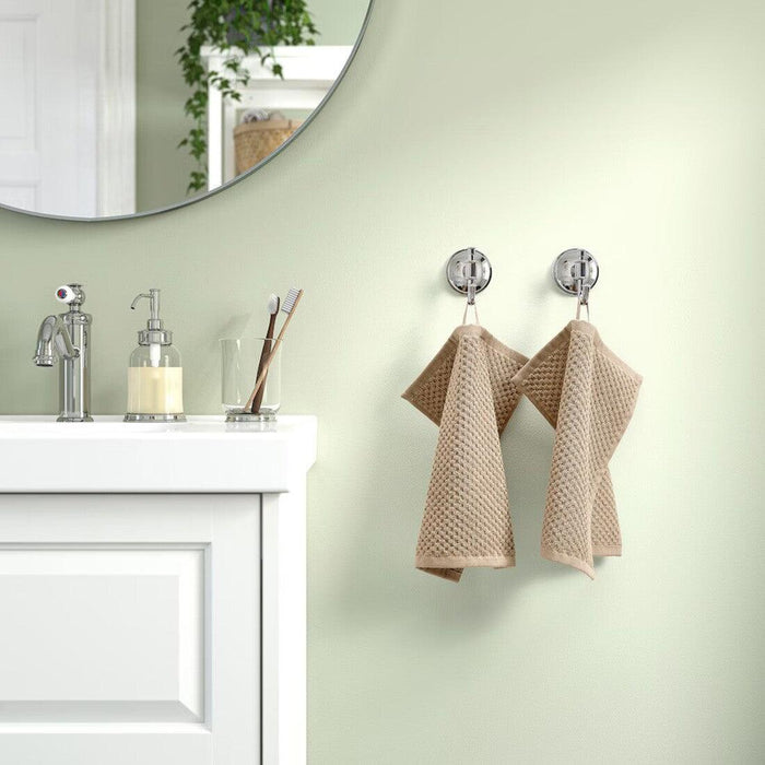 IKEA  KALKGRUND Soap dish, chrome-plated with Toothbrush holder, beige and Washcloth, beige, 30x30 cm