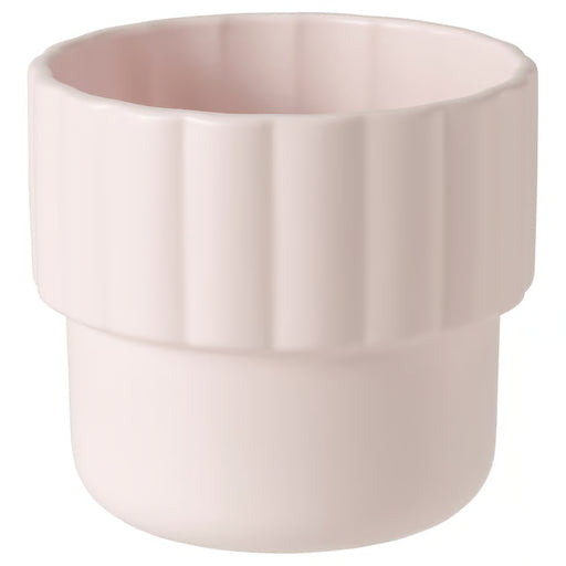 IKEA HÄNGSÄLG light pink earthenware plant pot 9cm wavy flower-shaped rim front view #90615075