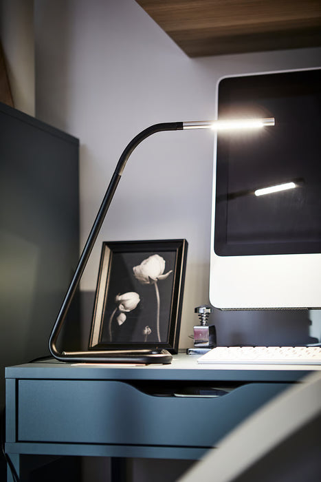 IKEA HÅRTE LED Work Lamp — Black & Silver | USB Powered, Adjustable Desk Light