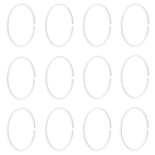 IKEA HASSJÖN white shower curtain rings on rod holding opaque curtain in bathroom #80466009