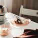  IKEA HAVSGÄDDA pink glass bowl with blueberries and whipped cream dessert serving