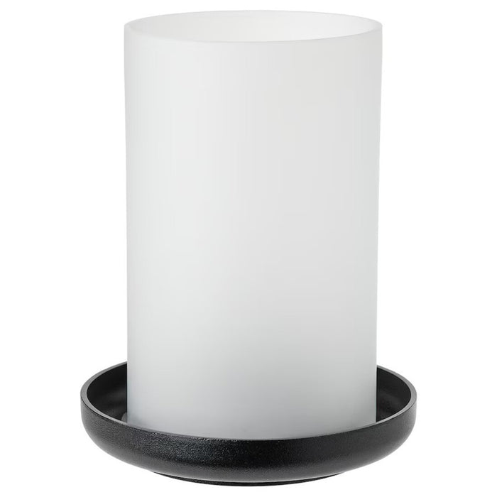 IKEA HEDERVÄRD Lantern with frosted glass and black metal, 22 cm 40510622