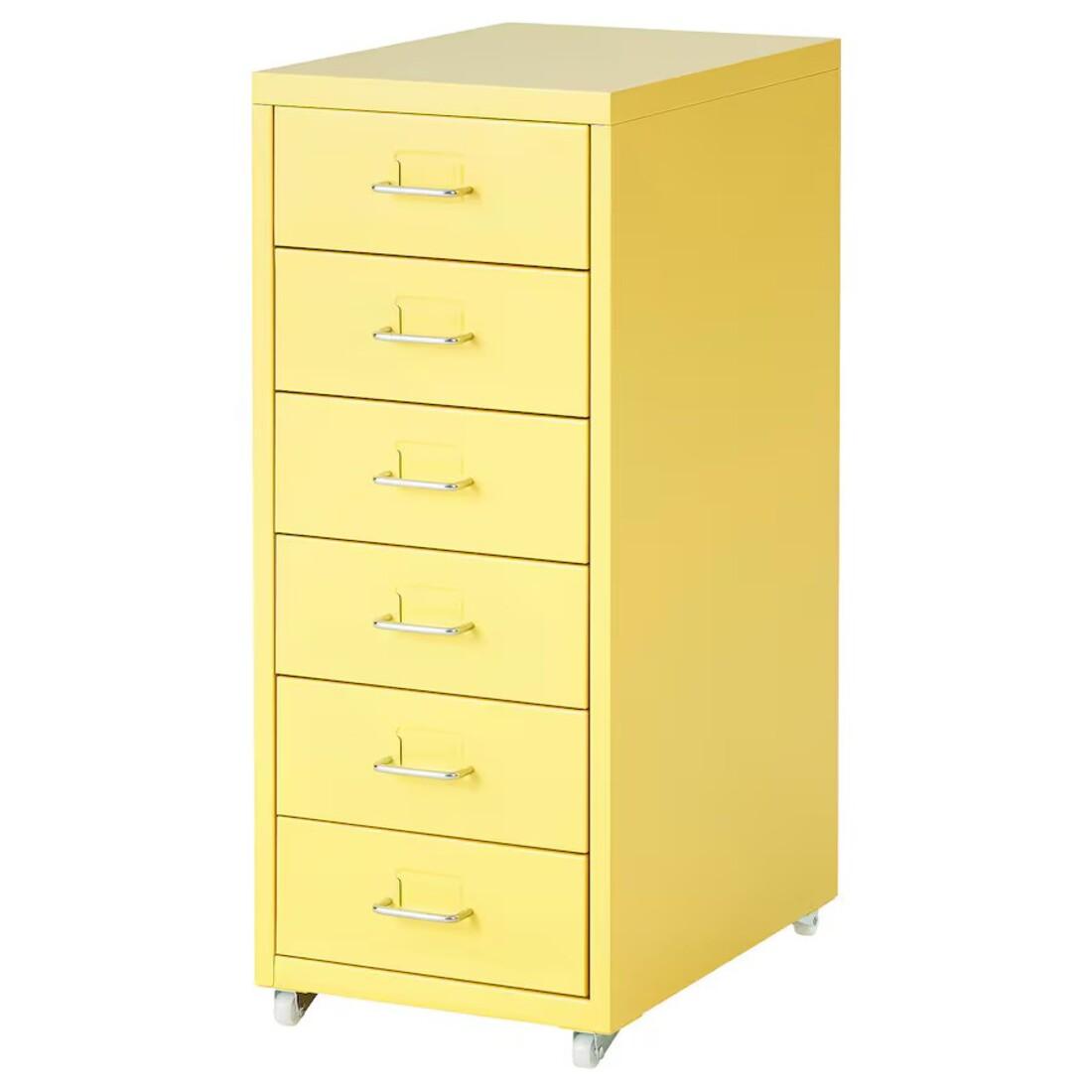 し*い様 IKEA HELMER ヘルメル イエロー金属製6段チェスト Sleek and Practical: IKEA's Drawer Unit on Castors in Yellow for