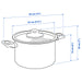 Illustration showing measurements and dimensions of IKEA HEMLAGAD pot with lid