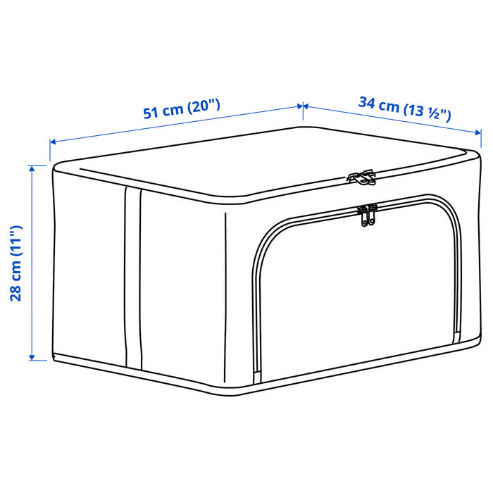IKEA HEMMAFIXARE fabric storage case flat-packed showing compact packaging before assembly
