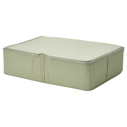 IKEA HEMMAFIXARE storage case flower pale grey-green 69x51x19 cm closed top view on shelf #90630448