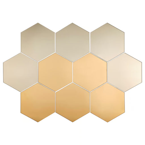  IKEA HÖNEFOSS hexagon mirror 10 pack brown tinted glass honeycomb pattern flat lay #40182060