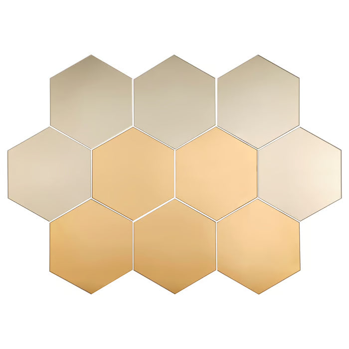  IKEA HÖNEFOSS hexagon mirror 10 pack brown tinted glass honeycomb pattern flat lay #40182060