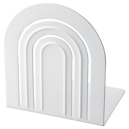 IKEA HÖSSLÄ white book-end holding books upright on wooden shelf #105.126.70