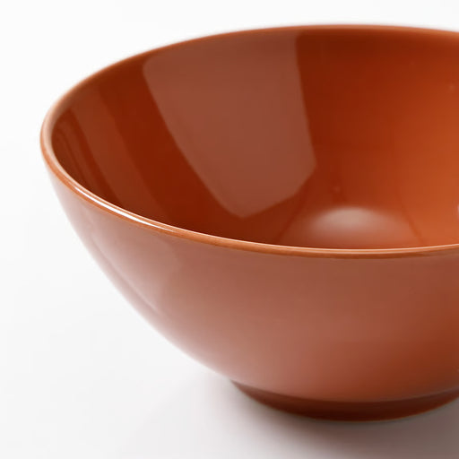 IKEA HÖSTAGILLE glossy brown stoneware bowl with thick rim and sturdy base, close-up
