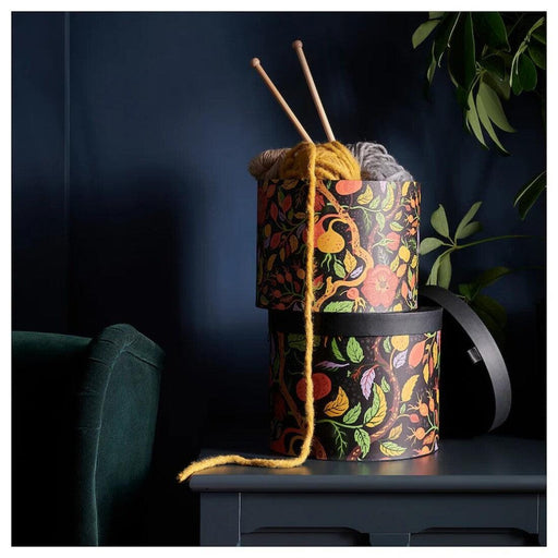 Multicolour floral design storage boxes with lids, IKEA HÖSTAGILLE set of 2 00575781