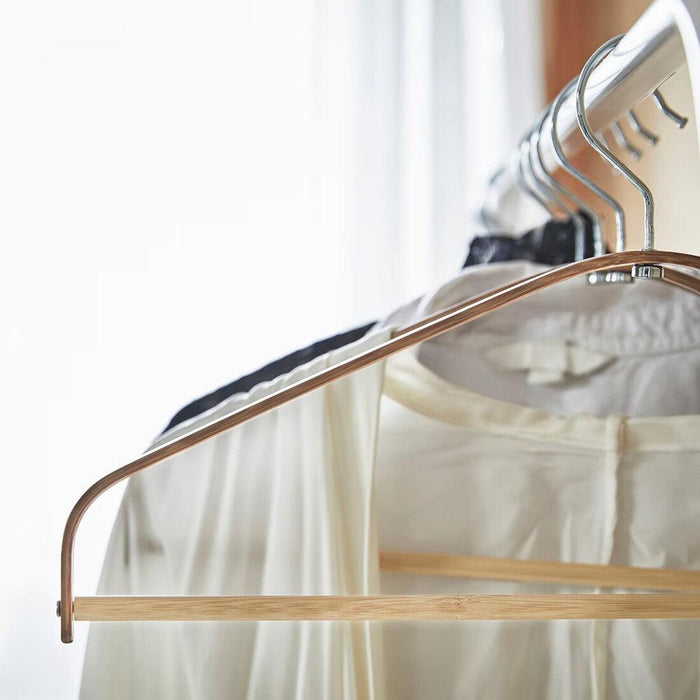 IKEA HÖSVANS Hanger, Bamboo, 5 Pack with Clothes Rail, White 55 cm