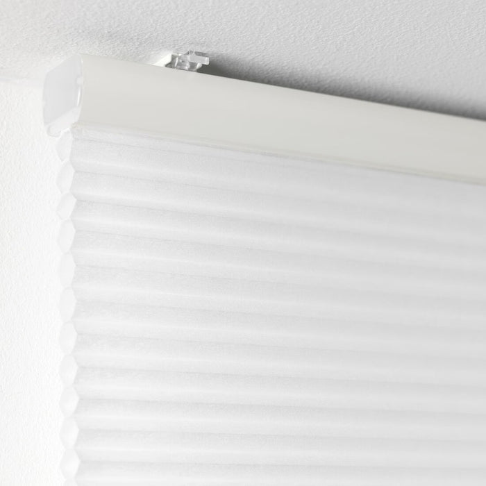 IKEA HOPPVALS Cellular Blind, white color, measures 100 cm by 155 cm, with a honeycomb structure for insulation and light control.