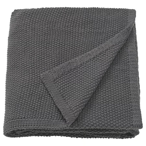 IKEA HUMLEMOTT anthracite knit throw folded, soft recycled polyester texture, grey colour #00621599