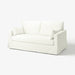 IKEA HYLTARP 2-seat sofa cover in Hallarp white fitted on sofa with plush cushions, removable and machine washable