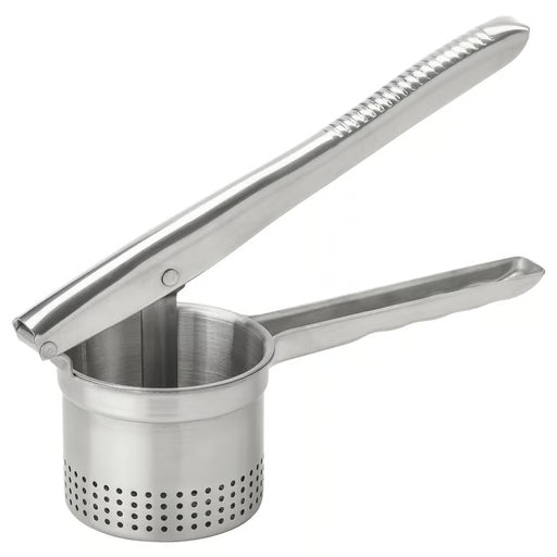 IKEA IDEALISK stainless steel potato press 24.5cm front view on white background #80191915