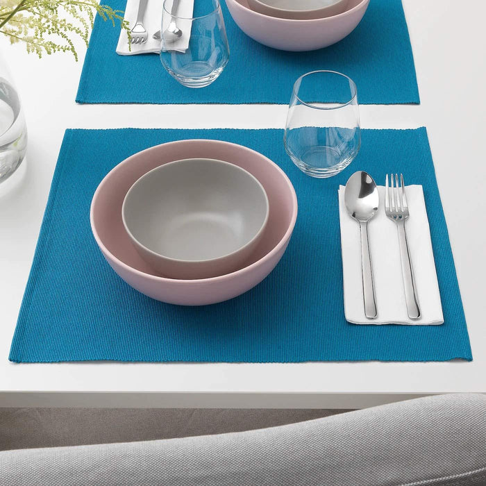 IKEA Dinnerware Set Combo (4 Placemats and 1 Tissue Box, 4 White Bowls, 4 White Plates)