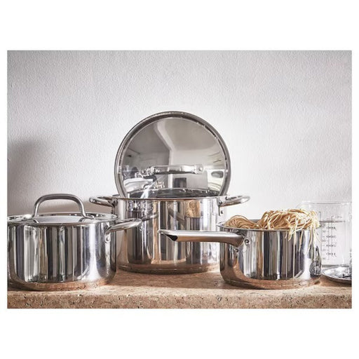 Upgrade your kitchen with the stylish and functional IKEA 365+ Cookware Set in stainless steel