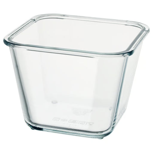 IKEA 365+ square clear glass food container 1.2L transparent heat-resistant standalone view #00359211