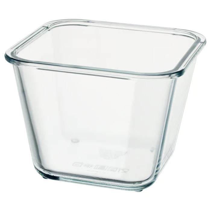 IKEA 365+ square clear glass food container 1.2L transparent heat-resistant standalone view #00359211