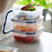  IKEA IKEA 365+ square food container lid close-up showing silicone seal and snap-lock mechanism