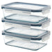 IKEA 365+ rectangular glass food containers with blue lids stacked in set of three clear view #70623830