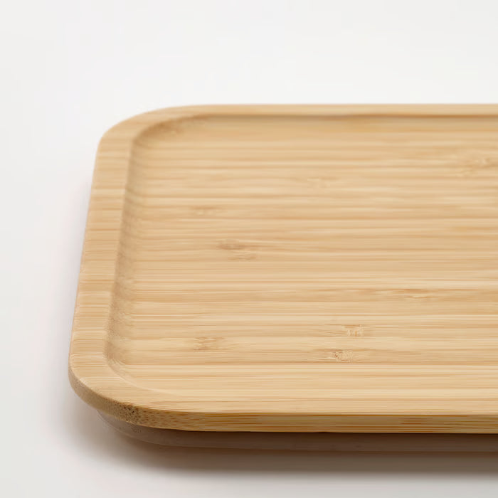 IKEA 365+ large rectangular bamboo lid flat lay showing smooth surface and rounded edges