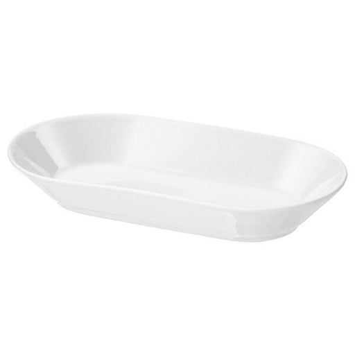Close-up view of the textured surface of the white IKEA 365+ serving plate, showcasing its durable and elegant design.