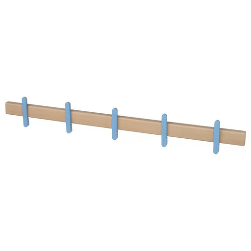 IKEA PS 2026 solid birch wall rack with 5 retractable hooks, front view #80618710