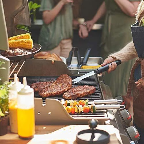 IKEA GRILLTIDER BBQ fork in use grilling food safely with long handle and heat insulation
