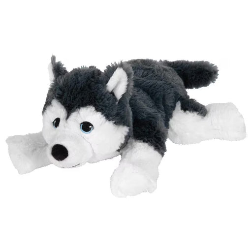 IKEA LIVLIG Siberian husky soft toy 26cm front view showing bright blue eyes and black white fur #90414270