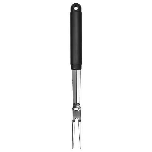IKEA GRILLTIDER stainless steel barbecue fork with black handle front view 41cm #10444737