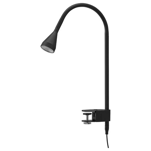 IKEA NÄVLINGE LED clamp spotlight black 63cm mounted on desk with warm white light beam #30449885