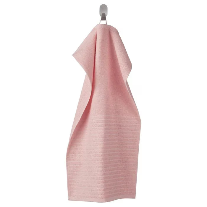 IKEA VÅGSJÖN light pink cotton hand towel 40x70 cm laid flat showing full towel and woven border #70488016
