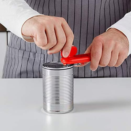 IKEA STÄM can opener side view showing stainless steel blade and ABS plastic handle