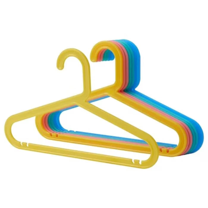 IKEA BAGIS children's coat hangers mixed colours 8‑pack on white background #80466599