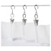 IKEA RIKTIG curtain hook with clip attached to a white curtain on a wire system