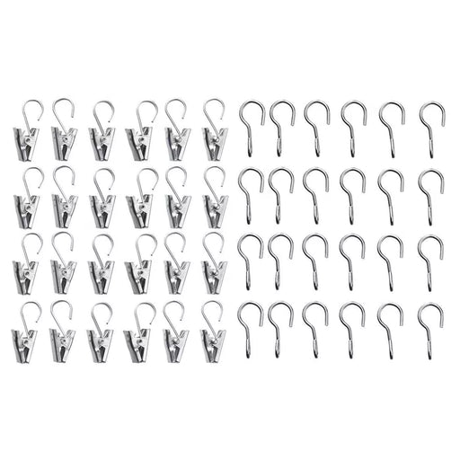 IKEA RIKTIG stainless steel curtain hook with clip pack of 24 on white background #60212202