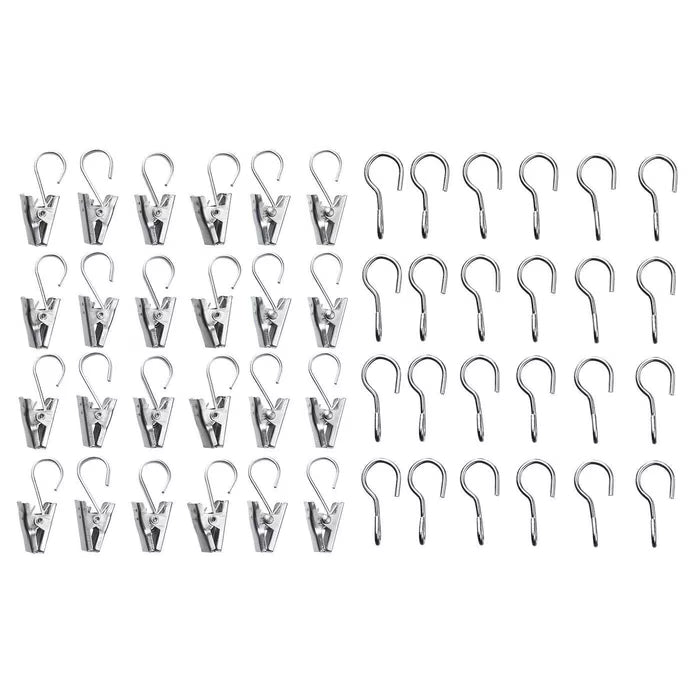 IKEA RIKTIG stainless steel curtain hook with clip pack of 24 on white background #60212202