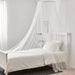 IKEA BRYNE white net full-length view showing 56cm diameter canopy frame and polyester cover