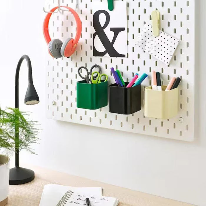 IKEA SKADIS container mixed colors neatly organizing supplies on a Pegboard