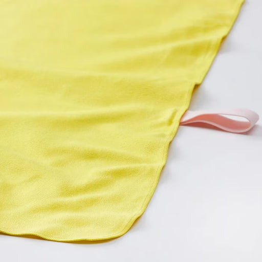 Close-up texture of IKEA DAJLIEN yellow bath towel showing soft absorbent microfibre weave