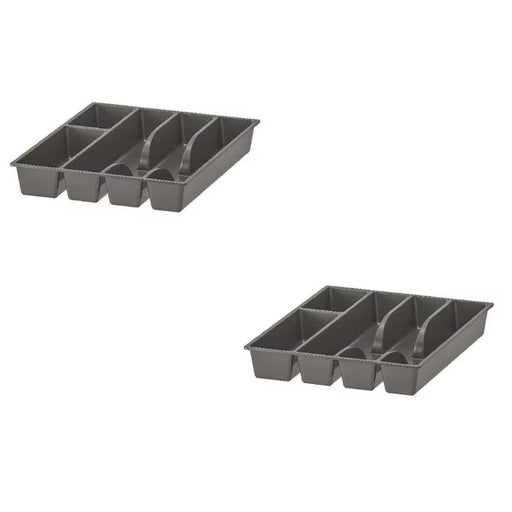 KEA SMÄCKER grey cutlery tray 31x26 cm multiple compartments drawer organiser pack of 2 #50247749