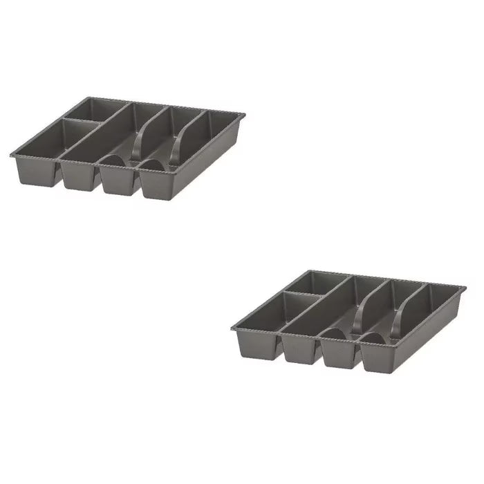 KEA SMÄCKER grey cutlery tray 31x26 cm multiple compartments drawer organiser pack of 2 #50247749