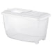 IKEA KRITISK white 16L dry food jar with lid closed, showing wheels on base and full container size #90225566
